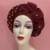 Vêtements Headtie Gele nigériane africain orange aso oke 2022 haute qualité pour les tresses musulmanes du parti