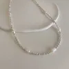 Hänghalsband kupolkameror Allnewme French Bling Silver Water Wave Chain Pärlad halsband Verkligt sötvatten Pärlsträng Chokers Halsband för kvinnor AA230428