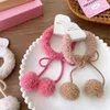 Accessoires de cheveux Automne Hiver Doux Coloré Peluche Suspendre Boule Ronde Arc Simple Bande Élastique Pour Fille Mignon Rose Fée Cravates En Caoutchouc De Mode