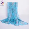 Foulards en soie bleu clair imprimé 2023, accessoires de mode, pur long 170 110cm Paisley