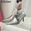 샌들 eilyken 2023 Primavera Nova Mulher Estilingue Bombas Sandlias dedo do p apontado deslizamento em senhoras de salto alto fino sapatos elegantes s j230428