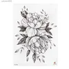 Tatuaggi Adesivi colorati per disegni Adesivo per tatuaggio temporaneo impermeabile Rose nere Modello di fiore Design Fiore completo Braccio Body Art Grande Grande Adesivo per tatuaggio finto 1PCL2
