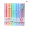 12pcsWatercolor Brush s 8pcs / set Creative Surligneur Fluorescent cil Bonbons Couleur Dessin Marqueur Stylo Bureau Papeterie P230427