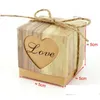 Hediye sargısı 500pcs Kraft Paper Hollow Out Out Love Heart Favor Box Doğum Günü Partisi El Yapımı Sabun Takı Şeker Ambalaj Kutuları Drop Dhytu