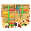 Tools Workshop Kids Wooden Toolbox Pretend Play Set Educational Montessori Toys Nut Disassembly Screw Assembly Simulation Repair Carpenter Tool 230427