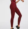 Yoga Outfits Women Good Quality Seamless Gym Fitness Tank Legging Set Wine Color