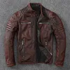 Men's furVintage Motorcycle Jackets Men Jacket 100% Genuine Cowhide Leather Coat Male Biker Clothing Autumn Asian Size S-5XL M696 231127