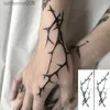 Tatueringar färgade ritning klistermärken vattentät tillfällig tatuering klistermärke svart träd gren design falska tato flash tatoo arm hand kroppskonst för kvinnor menl231128