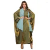 Etniska kläder abaya klänning 2024 mode batwing hylsa öppen mantel muslimska arabiska dubai satin kaftan cardigan kimono ramadan long drop d dh6uw