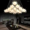 Lâmpadas pendentes AC110-220V Moderno criativo Clear Glass Double-Meck Ball Lamp Diy Home Deco Living Room Romantic G4 Luz de lustre de lâmpada LED