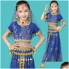 Bühnenkleidung Mädchen Bauchtanzkostüme Design Orientalische Kinderkleider Indien Bollywood Professionelles Outfit Kinder 4 Farbe11 Tropfen liefern Otbcq