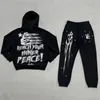 Trainingspakken voor heren HELLSTAR Y2K-pak Heren Hoodie Joggingbroek Tweedelige set Hiphop Grafische print Sweatshirt Casual broek Sportkleding Kleding 231127