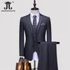 Męskie garnitury Blazers S-5xl Blazer Vest Pants Boutique Prom Party Slim Tuxedo Solid Kolor Men's Business Office Strażnik Formalny garnitur Groom Wedding Suknia 231127