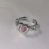 バンドリング2023韓国の甘いピンクジルコンハート女性のための贅沢なクリスタル調整可能な指輪ウェディングジュエリーバースデーギフトZ0428