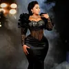 Nigeria Plus Size Aso Ebi Galajurken Lange Mouwen Kant Zeemeermin Avondjurk Afrikaans Arabisch Tweede Receptie Robe De Soiree Verlovingsverjaardagsfeestje Jurken AM071