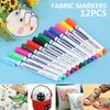 12pcsWatercolor Brush 12pc / set Marcador colorido Tela permanente DIY Diseño Plumas para camiseta Ropa Niños Escuela Pintura Herramienta P230427