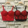 Camis Unico strass rosso Gaga Bustier Perle Diamante Push Up Night Club Bralette Reggiseno da donna Top Vest moda w1172