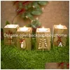 Christmas Decorations Wooden Tree Gift Box Letter Elk Candlestick Decoration Ornaments Mini 7X9Cm Drop Delivery Home Garden Festive Dhavo