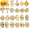 925 Silver Fit Pandora Charms Gold Letter Crown Machine Sister Fixed Buckle Series DIY