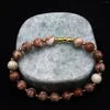 Strand 1pc Designed Vein Jasper 8mm Round Beads With Elegant Accents Elastic Bracelet For Woman Man Party Daily Wearing