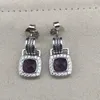 Female 9 Crystals colors Earrings S925 Simple Designer Charm Stud Silver Plated Drop Luxury earring Square Zirconia Wedding Women Jewelry woman bijoux