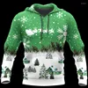 Hoodies masculinos Christmas Men's Men Fashion Street Trend Top Topless Roupas Pullover de mangas compridas