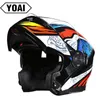 Motorhelmen yoai helm open face casco moto racing motorcross dubbele lens vizier zwarte capacete da motocicleta