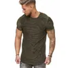 T-shirts pour hommes 2023 chemise de sport à séchage rapide Slim Fit rayé bas mode col rond haut T-shirt