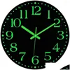 Horloges murales Horloges murales Cloc lumineux 12 pouces silencieux sans tic-tac horloge à piles décoration éclairée pour chambre livraison directe H Otluk