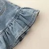 Ensembles de vêtements filles bébé été demi-longueur jupe en jean ensemble sac pour enfants hanche queue de poisson T-shirt à manches courtes deux pièces