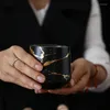 ヒップフラスクマーブルハミリーティーセット日本風の黒と白のセラミックアフタヌーンカップとアカシアマンギウムベースサポートティーポット