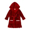 Giyim setleri Noel erkek bebek kız kırmızı pijama setleri yıl için kadife çocuklar aile maçı pijama bornoz kıyafetleri çocuklar pjs ev kıyafeti 231127