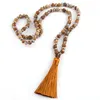 Pendanthalsband Fashion Bohemian Tribal Rustic Solded Artisan Long Tassel Smycken Crystal and Stone Statement Halsband