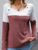 Mulheres Camisetas 2023 Outono Inverno Cor Bloco Botão Manga Longa Blusa Mulheres Casual Solto Elegante Lindo Extraordinário Estilo Simples