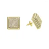 Studörhängen 2023 Big Boy Men Hip Hop Jewelry Real Micro Pave CZ Iced Out Scrweback Gold Color Earring för