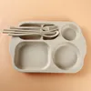 Copos pratos utensils material de trigo de trigo para crianças de jantar separadas pratos de comida infantil kids utensílios de mesa de mesa de mesa de mesa de mesa de bebê pratos 230428