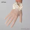 Children's Mittens Girls Princess Gloves Elastic Mesh Bowknot Pearl Wedding Party Gloves Children Ceremony Ornament Accessories Performance Mittens