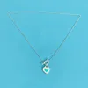 Ism s Sterling Sier Women's Blue Heart Necklace Letter Love Pendant Simple and Needle Buckle Love Clavicle Chain Chain Chain