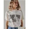 Mulheres T-shirt Camisetas Estética Po Gráfico Camisetas Mulheres 2023 Roupas de Verão Bege O Pescoço Manga Curta Vintage Moda Tees Tops Dr Dh5Rq