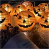 Parti Dekorasyonu Cadılar Bayramı Prop Pumpkin LED String Işık 10 Tutucu Bar Lights Noel Festival Lamba Şeridi Katlanmış Damla Dhd9b