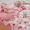 Conjuntos de cama Rosa Kawaii Conjunto Morango Roupa de Cama Quilt Cover Sheet Home Quarto King Queen Size Meninas Duvet Setsvaiduryd