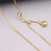 Chaînes véritable collier en or jaune 18 carats femme boîte chaîne 50 cm / 20 pouces cadeau mince collier bijoux coeur réglable