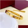 Bangle Gold Bracelet Woman Designer Jewelry Screw 6Mm Titanium Steel Couple With Screwdriver Bracelets For Women Men Nail Drop Deliver Otele