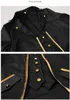 Trench-Coats Homme Slim Fit Smoking Gothique Veste Steampunk Tailcoat Long Manteau Halloween Costume Médiéval Robe Or Garniture