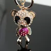 Keychains Bear Metal Keychain Women Fashion Crystal Leuke hangtas Charme auto sleutelring cadeau sieraden