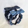 Schattig meisje strik hoofdbanden nieuwe kerstcadeau charmante vrouwen vintage design haarclip designer merken denim geplooide stoffen hoofdband