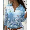 Blouses pour femmes chemises printemps plante fleur chemise femmes mode à manches longues col rabattu hauts élégant bureau dame Blouse Blusa 26256 230428