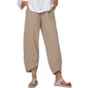 Pantalons pour femmes pantalons décontractés avec poches pour filles 5 couleurs S-5XL femmes été neuvième couleur unie taille moyenne ample