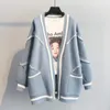 Damen Strick Damen Strickjacke Langarm Lässige Oberbekleidung Y 2k Vintage Grafik Top Damen Oversize Externe Kleidung 2023 Trend Strickwaren