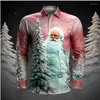 Męskie koszule 2024-letni prezent Święty Mikołaj Koszulka jesień i zima długi rękaw jasnoniebieski niebieski xs-6xl stretch tkanin